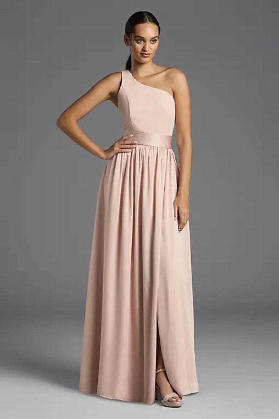 White By Vera Wang One Shoulder Front Solit Maxi Dress Size 18